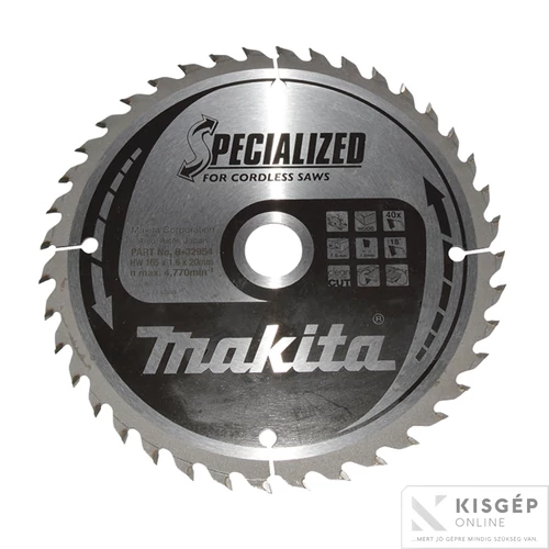 Makita körfűrészlap akkus FA 165x20mm Z40