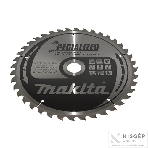 Makita körfűrészlap SZÖG, CSOMÓSFA 270x30mm Z40