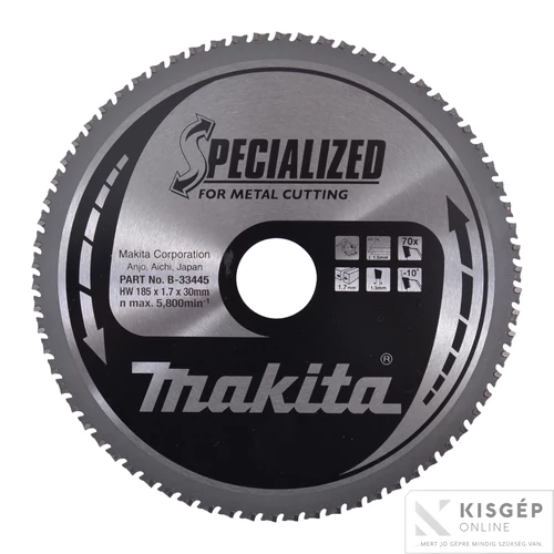 Makita körfűrészlap 185x30mm Z70 FÉM