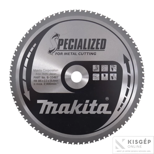 Makita körfűrészlap 305x25,4mm Z78 FÉM