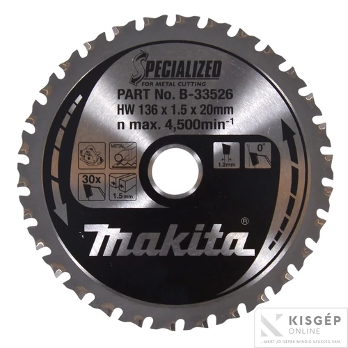 Makita körfűrészlap akkus 136x20mm Z30 FÉM