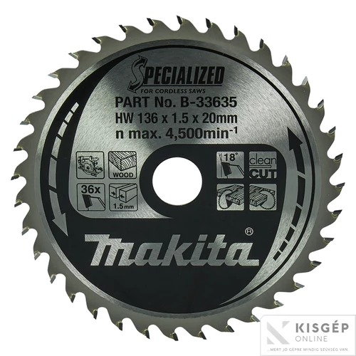 Makita körfűrészlap akkus FA 136x20mm Z36