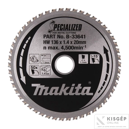 Makita körfűrészlap akkus 136x20mm Z50 FÉM