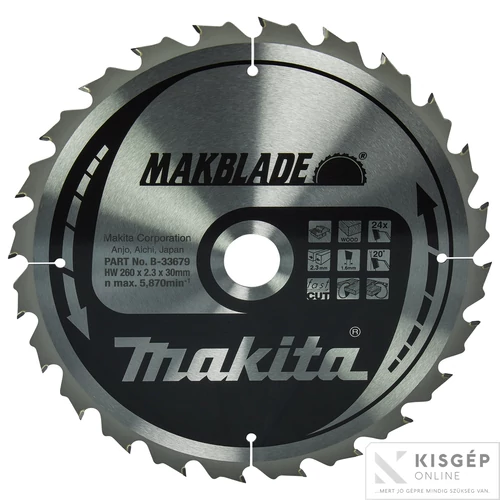 Makita körfűrészlap Makblade 260x30mm Z24