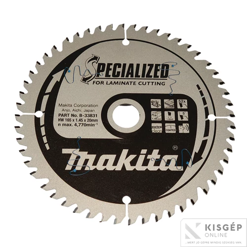 Makita körfűrészlap LAMINÁLT 165x20 Z52