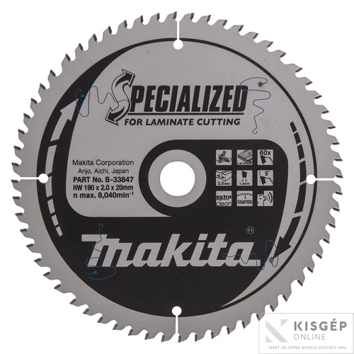 Makita körfűrészlap LAMINÁLT 190x20 Z60