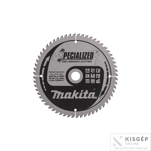 Makita körfűrészlap LAMINÁLT 190x20 Z60