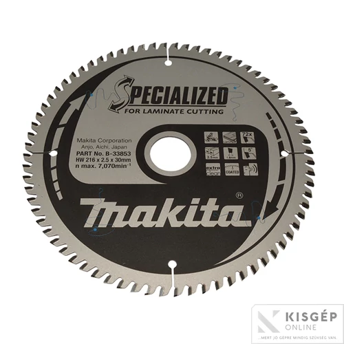 Makita körfűrészlap LAMINÁLT 216x30 Z72