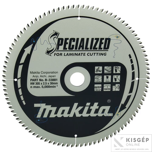 Makita körfűrészlap LAMINÁLT 305x30 Z96