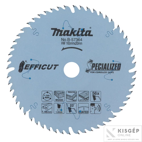 Makita EFFICUT körfűrészlap merülő 165x20mm Z56 MDF