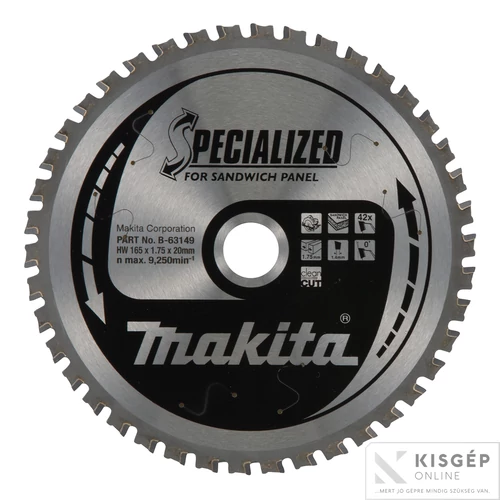 Makita körfűrészlap merülő 165x20mm Z42 SZENDVICSPANEL