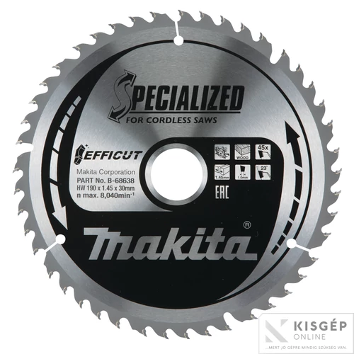 Makita EFFICUT körfűrészlap 190x30mm Z45 FA
