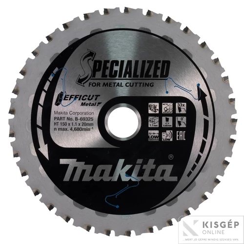 Makita EFFICUT körfűrészlap 150x20mm Z33 FÉM