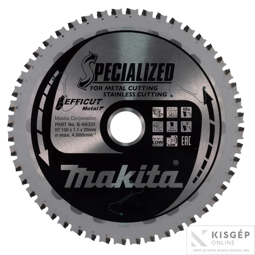 Makita EFFICUT körfűrészlap 150x20mm Z48 FÉM