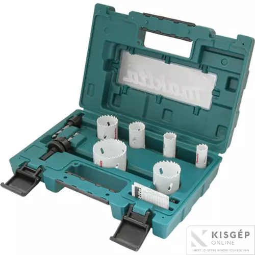 D-63965 Makita bimetál körkivágó készlet 9db-os 19,22,29,38,44,57mm + 2db adapter + rugó