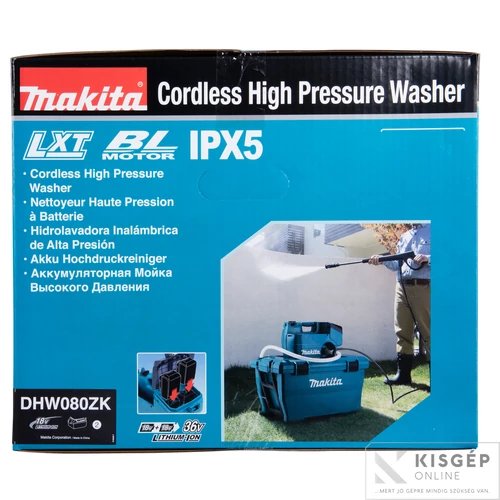 Makita DHW080ZK 2x18V LXT Li-Ion BL 80 bar magasnyomású mosó | Akku és töltő nélkül