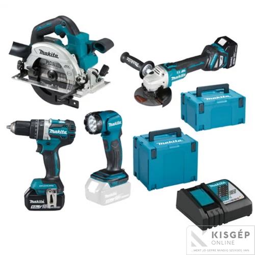 Makita DLX4154TJ 18V LXT Li-ion BL akkus gépszett DHP484+DGA513+DHS661+DML815 2x5,0Ah MP3,4