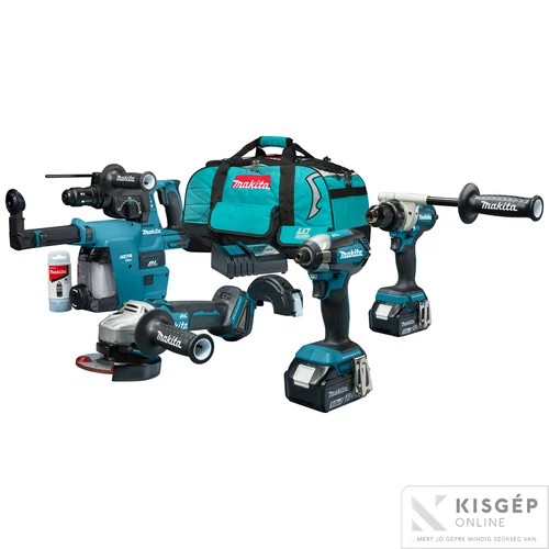 Makita DLX4155TX1 18V LXT Li-ion BL gépszett DDF486+DGA504+DHR243+DTD153+DX07 2x5,0Ah táskában