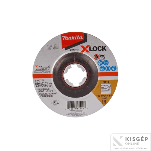 Makita X-LOCK csiszolókorong ACÉL 115x6mm WA36N