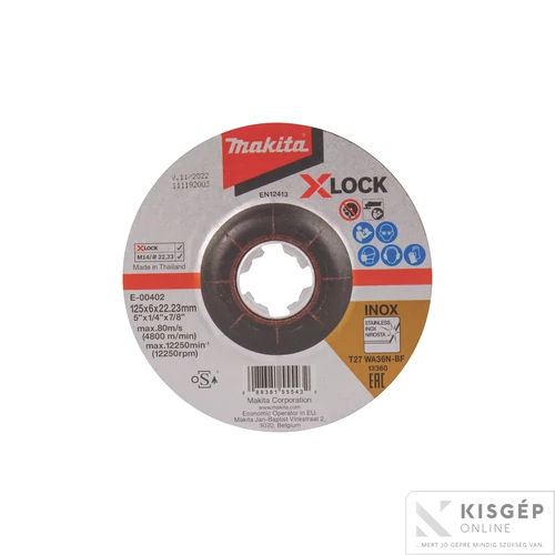 Makita X-LOCK csiszolókorong ACÉL 125x6mm WA36N