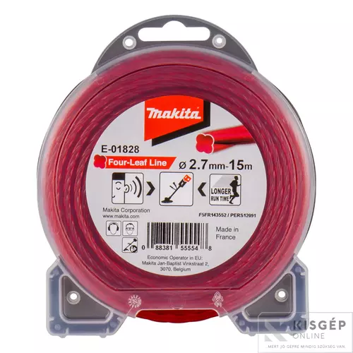 E-01828 Makita E-01828  négylevelű damil, piros, 2.7mm 15m