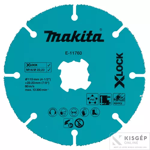 E-11760 Makita 115 mm-es X-LOCK karbidszemes tárcsa PVC, EPOXY