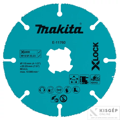 Makita 115 mm-es X-LOCK karbidszemes tárcsa PVC, EPOXY