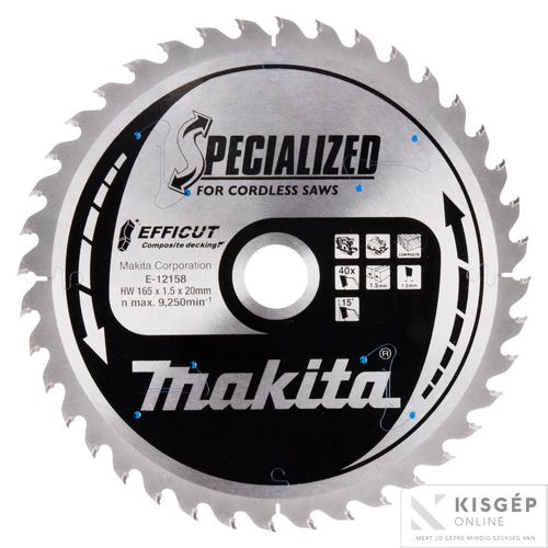 Makita EFFICUT körfűrészlap merülő 165x20mm Z40 KOMPOZIT
