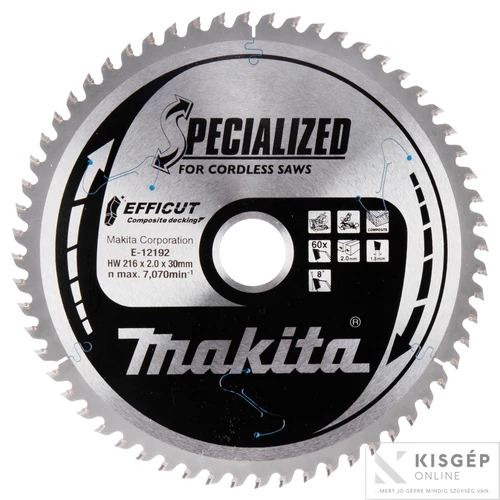 Makita EFFICUT körfűrészlap 216x30mm Z60 KOMPOZIT