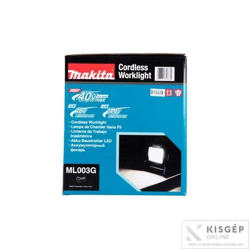 Makita 40V max XGT 249x298x386mm akkus LED lámpa ML103 1100 lumen Z
