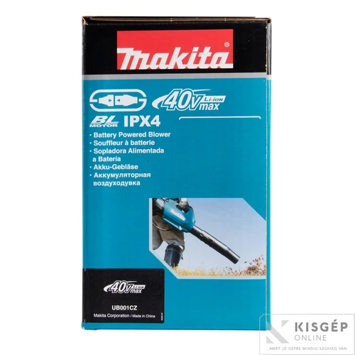 Makita UB001CZ 40Vmax Li-Ion BL légseprű 20 N 17,6 m3/p Z