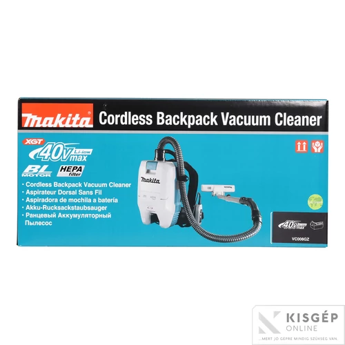Makita 40Vmax XGT Li-ion BL 18kPa 195W HEPA háti porszívó Z
