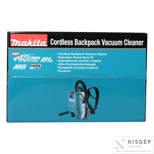 Makita 40Vmax XGT Li-ion BL AWS 18kPa 165W HEPA háti porszívó Z + adapter