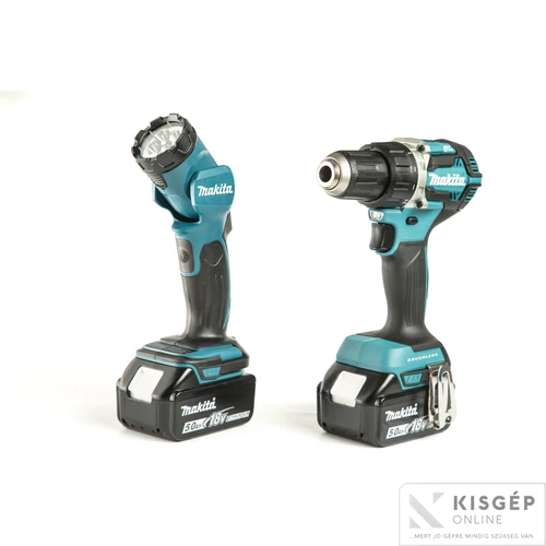 Makita DDF484RTJ 18V LXT Li-ion BL 60Nm fúró-csavarbehajtó 2x5,0Ah + ATYDML815 lámpa