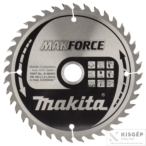Makita körfűrészlap Makforce 160x20mm Z40