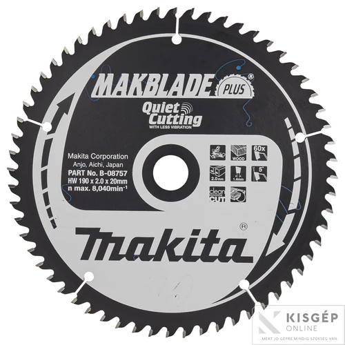 Makita körfűrészlap Makblade plus 190x20mm Z60