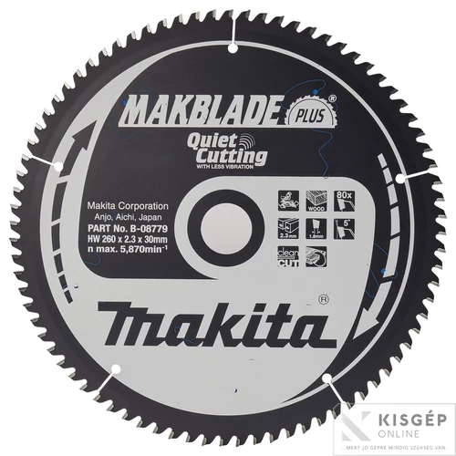 Makita körfűrészlap Makblade plus 260x30mm Z80