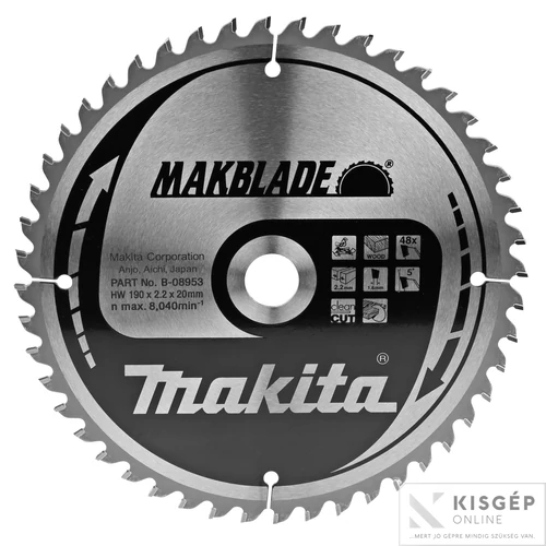 Makita körfűrészlap Makblade 190x20mm Z48