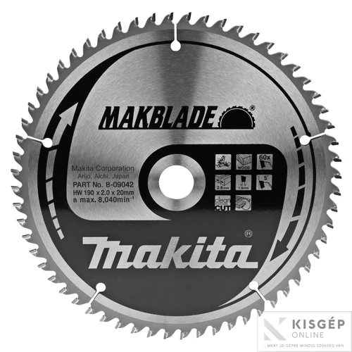 Makita körfűrészlap Makblade 190x20mm Z60