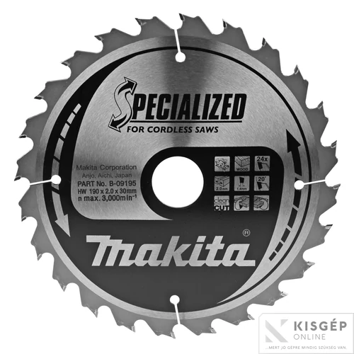 Makita körfűrészlap akkus 190x30mm Z24