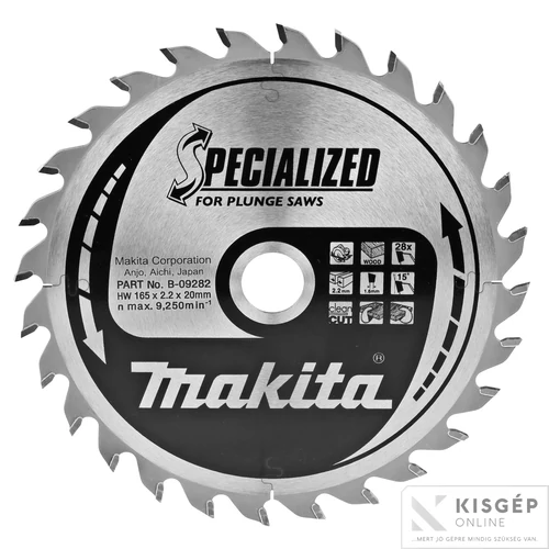 Makita körfűrészlap merülő 165x20mm Z28