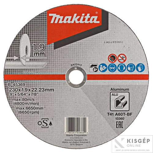 Makita vágókorong ALU 230x1,9mm