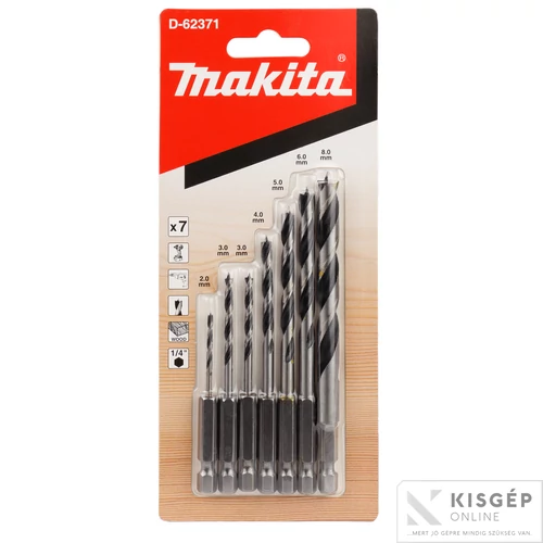 Makita hatszög befogású fafúró készlet 2,3,3,4,5,6,8mm