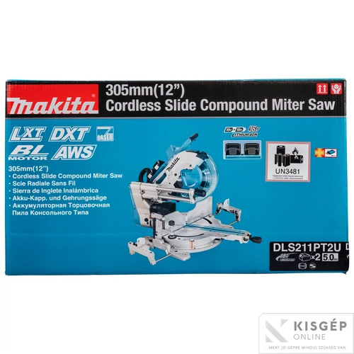 Makita DLS211PT2U 2x18V LXT Li-ion BL AWS 305mm gérvágó dual DXT 2x5,0Ah+DT
