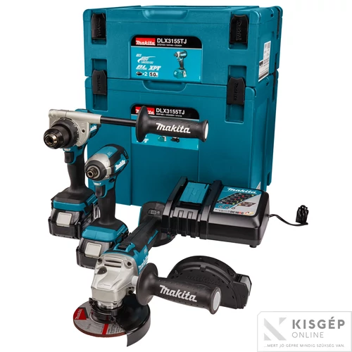 Makita DLX3155TJ 18V LXT Li-ion BL szett DDF486+DGA504+DTD153+2x5,0Ah MP3,4