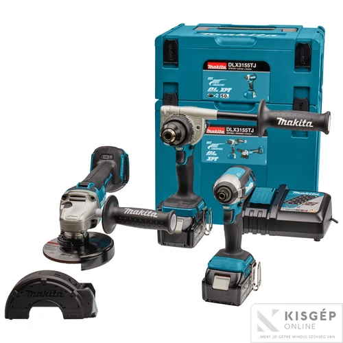 Makita DLX3155TJ 18V LXT Li-ion BL szett DDF486+DGA504+DTD153+2x5,0Ah MP3,4