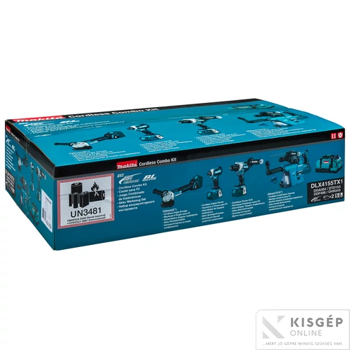Makita DLX4155TX1 18V LXT Li-ion BL gépszett DDF486+DGA504+DHR243+DTD153+DX07 2x5,0Ah táskában