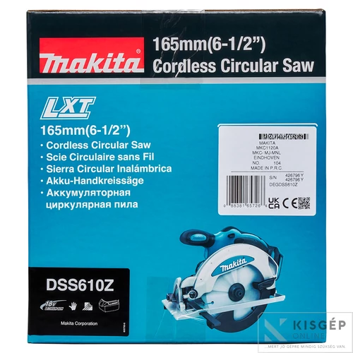 Makita DSS610Z 18V LXT Li-ion 165mm körfűrész Z