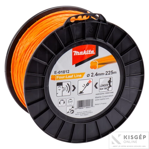 Makita E-01812  négylevelű damil, narancs, 2.4mm 225m
