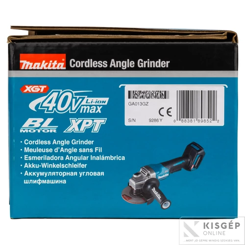 Makita GA013GZ 40V max XGT Li-ion BL 125mm sarokcsiszoló Z + FÉK géptest